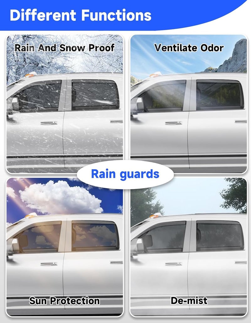 Breejoy in-Channel Window Rain Guards Fit for Dodge RAM Big Horn 2500 3500 2019-2026 Crew Cab Truck,Extra Durable Visors Vent Visors Window Deflector Vent Shades Car Accessories -4 pcs - Image 4
